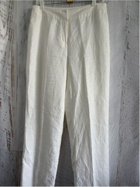Women's MERONA White 100% Linen Trousers Size 12